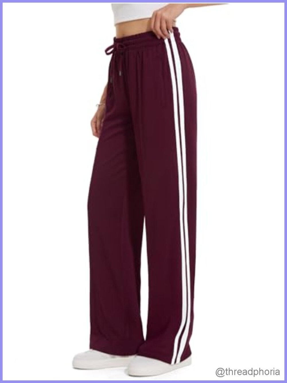 Women's Track Pants Loose Straight Leg Side Stripe Joggers Quick-Dry Athletic
